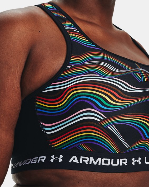Women's Armour® Mid Crossback Pride Sports Bra, Black, pdpMainDesktop image number 3